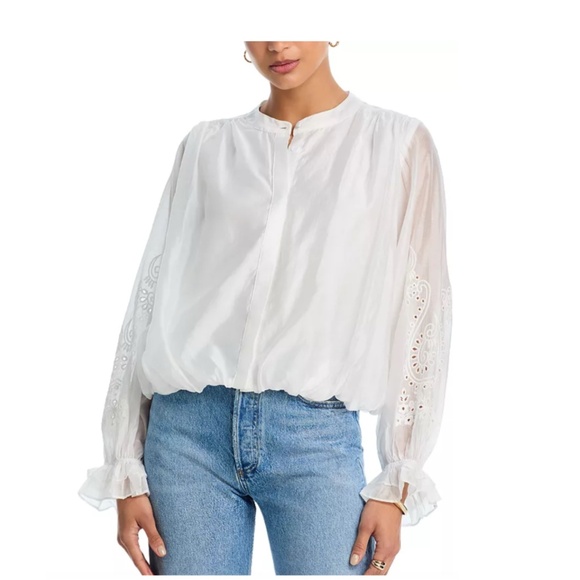 AQUA Long Sleeve Blouse NWT – Size L in White - Picture 1 of 4